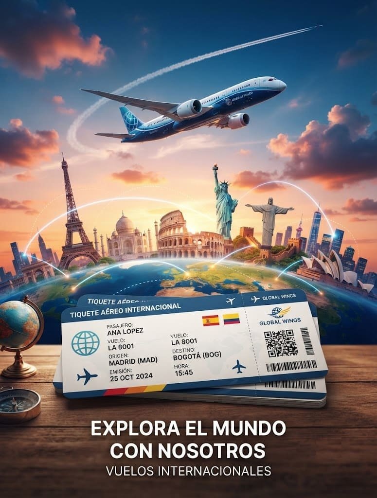 Tiquetes aéreos para vuelos internacionales