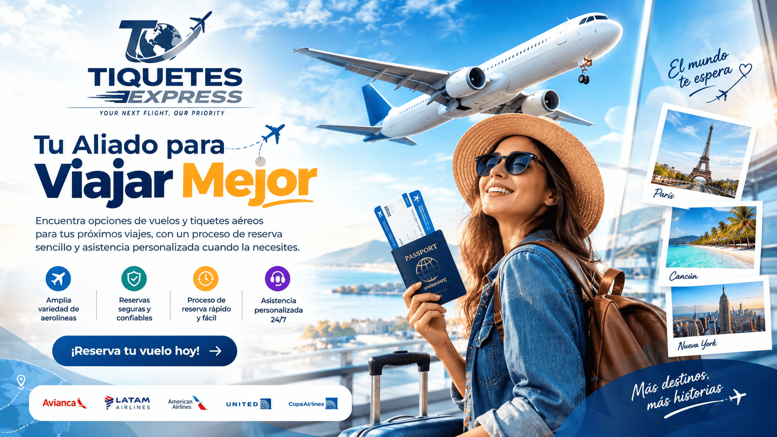 Opciones de vuelos y tiquetes de avión de Tiquetes Express