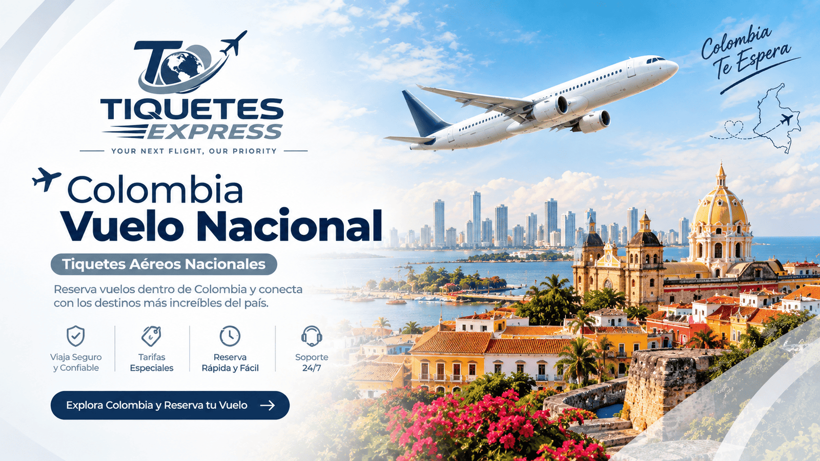 Tiquetes aéreos y vuelos a destinos nacionales en Colombia
